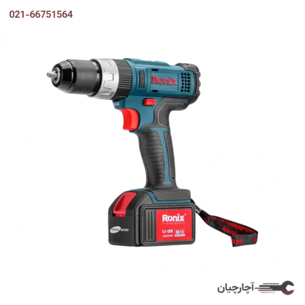 دریل پیچ گوشتی شارژی 18 ولت LiIon(باطری لیتیوم سامسونگ کره) ضد آب برند رونیکس، کد کالا 8618