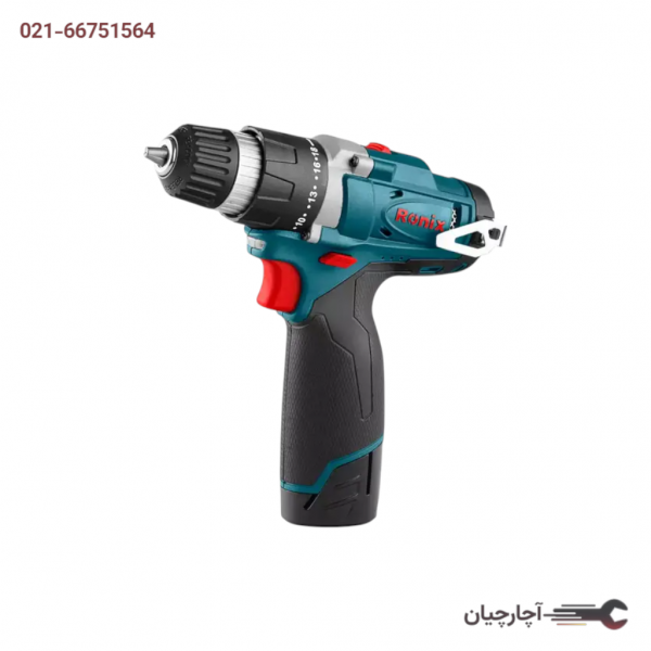 دریل پیچ گوشتی شارژی 12 ولت LiIon با کیف BMC نیم تنه فلزی برند رونیکس، کد کالا 8812