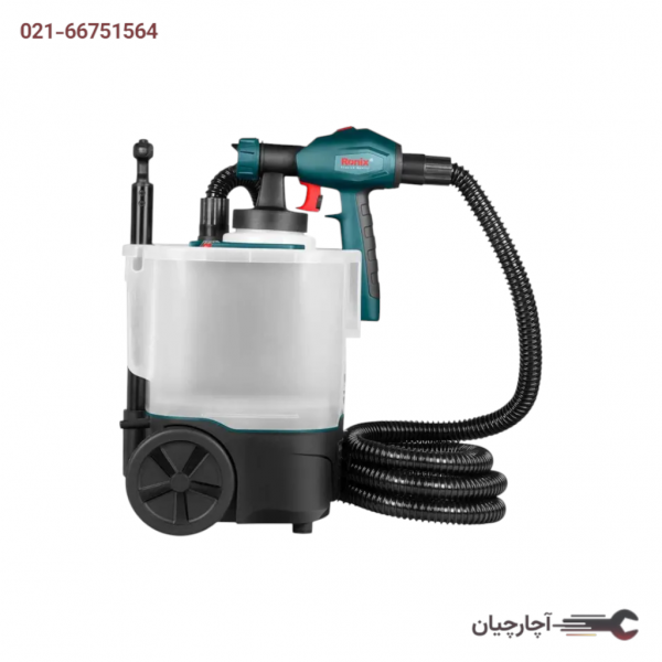 پیستوله برقی به همراه چرخ دستی 750 وات HVLP برند رونیکس، کد کالا 1375T