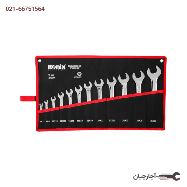 آچار سری 12 عددی دو سر تخت ساخت کشور هند برند رونیکس، کد کالا RH-2205
