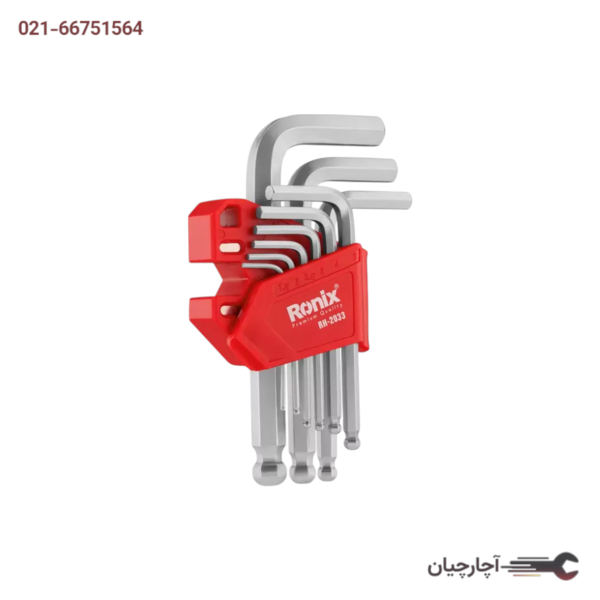 آلن شش گوش 9 عددی کوتاه مگنتی برند رونیکس، کد کالا RH-2033