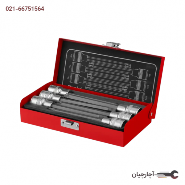 جعبه بکس1/2 اینچ ستاره ای بلند 6پارچه برند رونیکس، کد کالا RH-2691