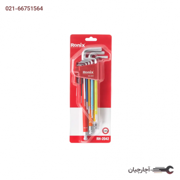 آلن شش گوش 9 عددی بلند الوان برند رونیکس، کد کالا RH-2042
