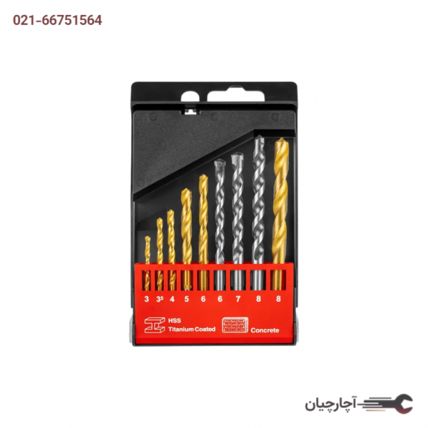 ست مته ترکیبی آهن و بتن 9 عددی برند رونیکس، کد کالا RH-5585