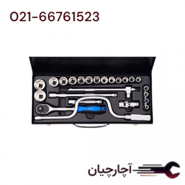 جعبه بکس درایو 1/2 اینچ 24 عددی برند هزبرن، کد کالا 1124524