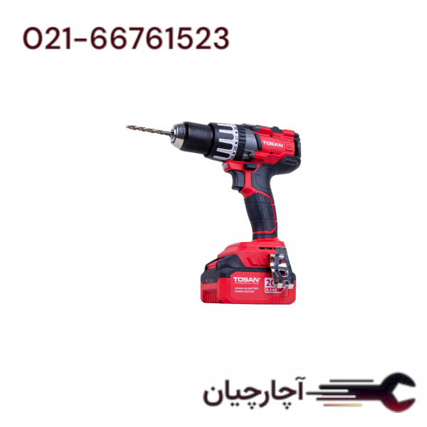 دریل پیچ گوشتی شارژی چکشی براشلس 20 ولت  برند توسن، کد کالا 9622BHS
