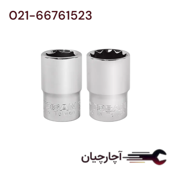بکس کوتاه  6 پر درایو 1/2 سایز 16 میلی متر  برند توسن، کد کالا T1274S-16-06PT