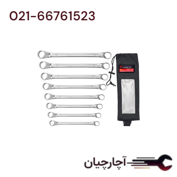 ست آچار دوسر رینگ 8 عددی جعبه ای  برند توسن، کد کالا TI102-S8