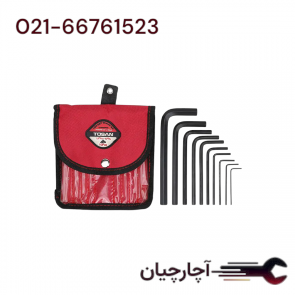 آلن کیفی شش پر کوتاه سایزهای 1/5-10 برند توسن، کد کالا T726-B1/510