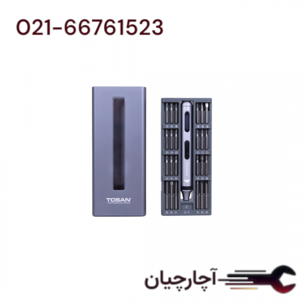 پیچ گوشنی شارژی قلمی 3/7 ولت 50 پارچه  برند توسن، کد کالا 9001