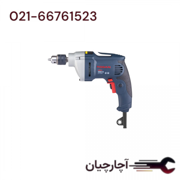 دریل 10 میلی‌متر 400 وات آچاری برند توسن، کد کالا 0083D