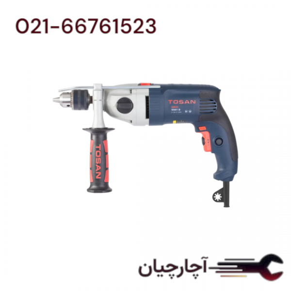 دریل 13 میلی متر چکشی گیربکسی 1050 وات +کیف IMC برند توسن، کد کالا 0081D