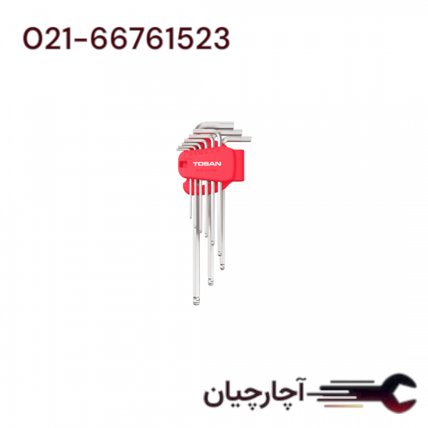 ست آلن 9 عددی شش پر بلند ته گرد  برند توسن، کد کالا 4181