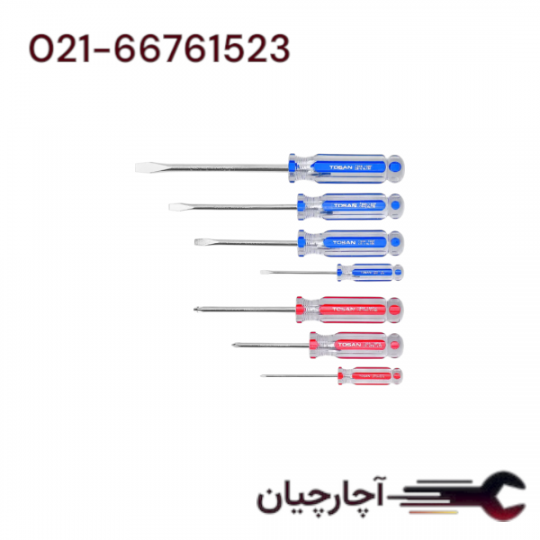 پیچ گوشتی دسته کریستالی ست 7 عددی  برند توسن، کد کالا T90N-SB7ES