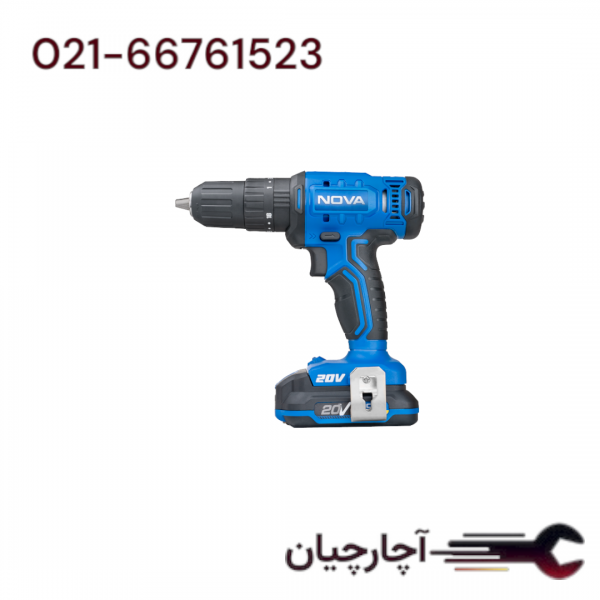 دریل شارژی 13 میلیمتری 20 ولت برند نووا، کد کالا 7720