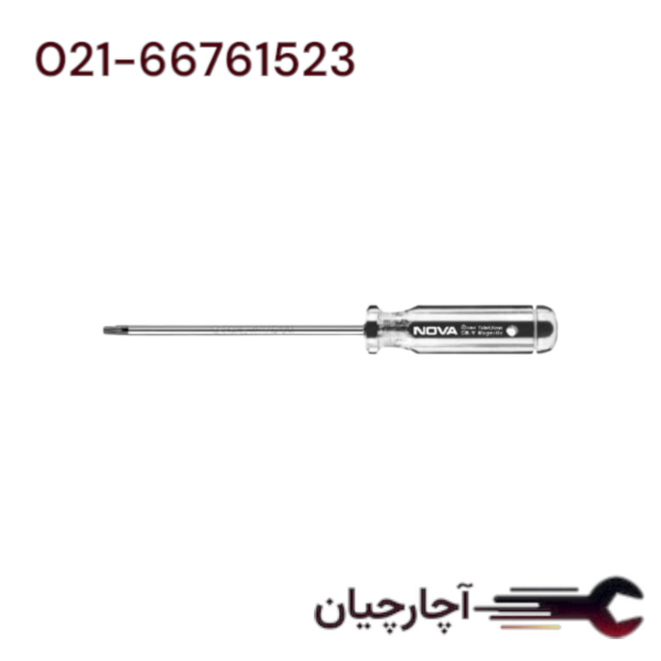 پیچ گوشتی دسته کریستالی ستاره ای T20 برند نووا، کد کالا 1183