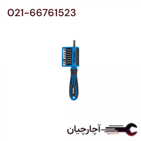 ست بیت و بکس 15 پارچه با دسته پیچ گوشتی برند نووا، کد کالا 1342