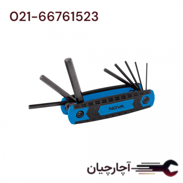 آلن چاقویی شش گوش 8 عددی  برند نووا، کد کالا 1161