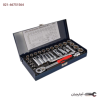 جعبه بکس 3/8 درایو سفید بلند و کوتاه 31 عددی برند مسترتولز تایوان