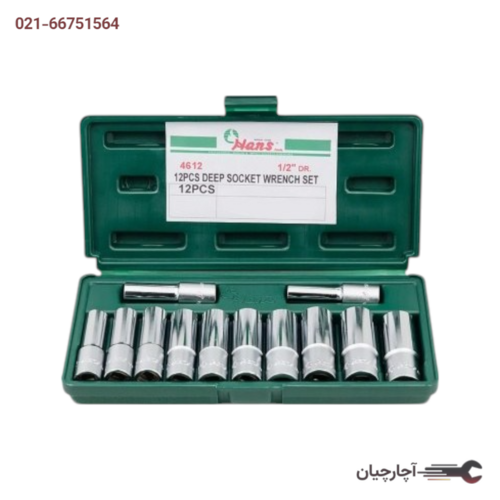 جعبه بکس درایو 1/2 بلند 12 عددی 8-24 برند هنس تایوان کد کالا 4612MB