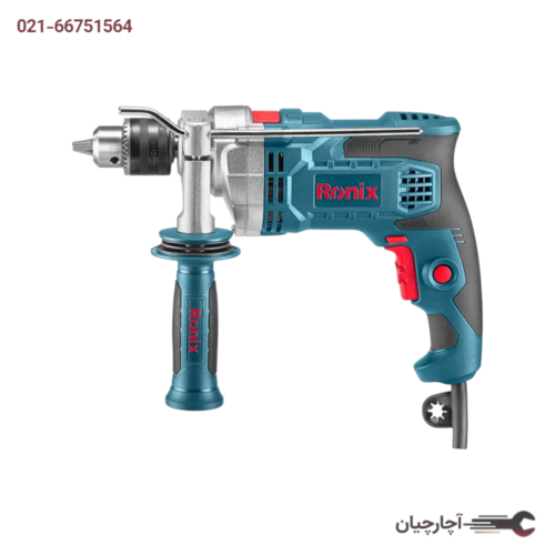 دریل 13 میلی متری چکشی نیم تنه فلزی 900 وات برند رونیکس کد کالا 2290