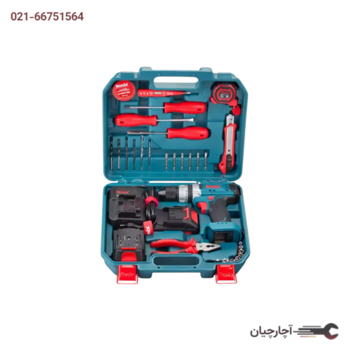 کیت دریل شارژی 16 ولت دو باتری 33 پارچه برند رونیکس کد کالا RS-8615