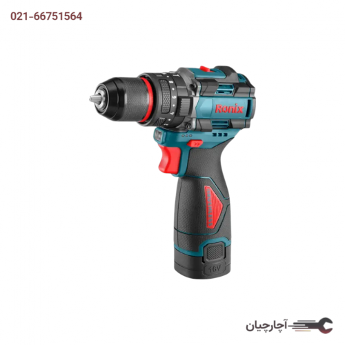 دریل شارژی موتور براش لس 16 ولت NEW برند رونیکس، کد کالا 8669