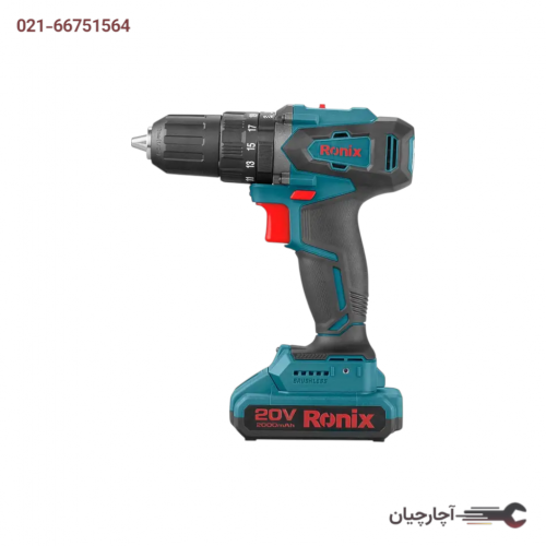 کیت دریل شارژی 13 میلی متری 20 ولت موتور براش لسTOPLINE برند رونیکس، کد کالا 8900K