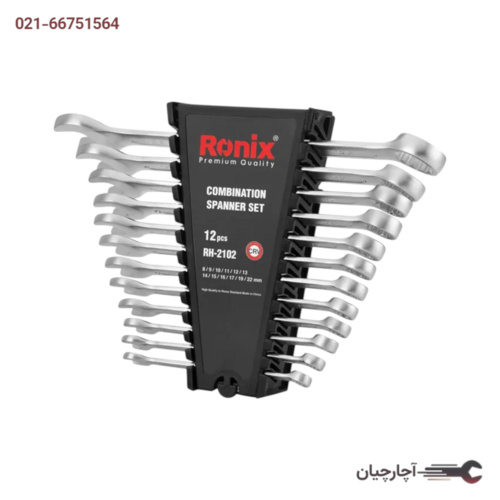 مجموعه 12 عددی آچار یک سر تخت یک سر رینگ برند رونیکس، کد کالا RH-2102