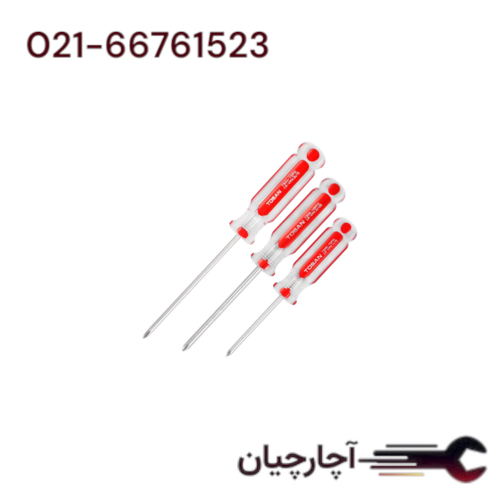 پیچ گوشتی دسته کریستالی چهارسو سایز 3*150 برند توسن، کد کالا T903N-150PH