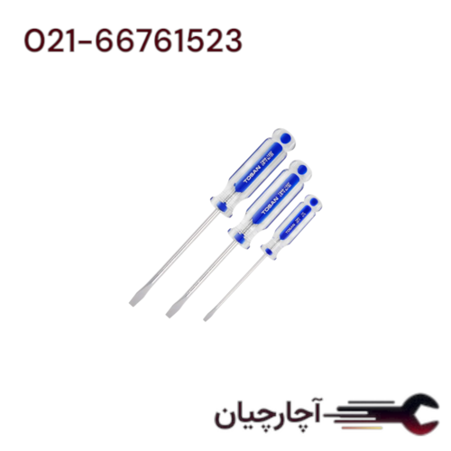 پیچ گوشتی دسته کریستالی دوسو سایز  6*100 برند توسن، کد کالا T906N-100F