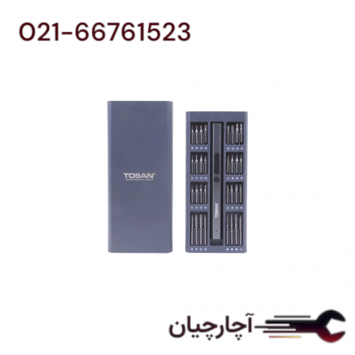 پیچ گوشتی شارژی قلمی 3/7 ولت 66 پارچه  برند توسن، کد کالا 9002