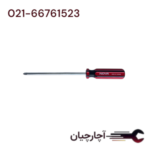 پیچ گوشتی دسته کریستالی تکی چهارسو 5/100 برند نووا، کد کالا 1117