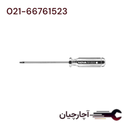 پیچ گوشتی دسته کریستالی ستاره ایT25 برند نووا، کد کالا 1184