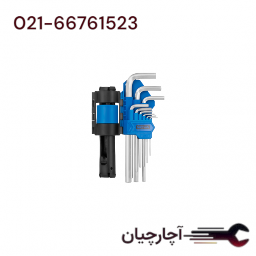 ست آلن شش گوش 9 عددی(10 پارچه) سایز بلند برند نووا، کد کالا 1159