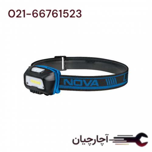 چراغ پیشانی شارِژی 5 وات 350 لومن دارای سنسور حرکتی برند نووا، کد کالا 3043