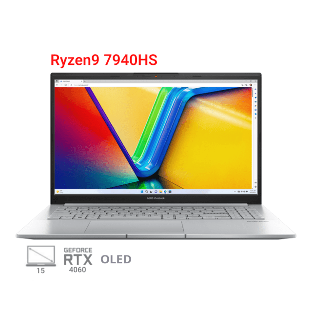 لپ تاپ ایسوس ویووبوک پرو 15 مدل ASUS Vivobook Pro 15 M6500XV R9 7940HS RTX 4060 OLED 2.8K 120Hz USB4 2023