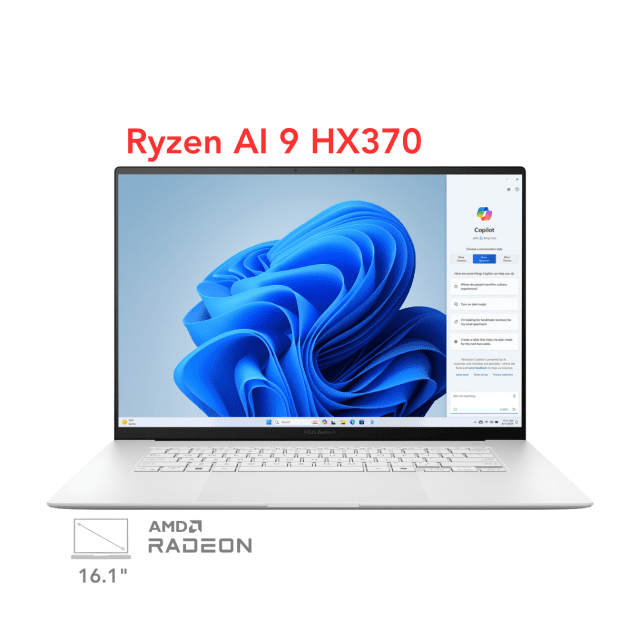 لپ تاپ ایسوس زنبوک مدل ASUS Zenbook 16 Air UM5606WA Ryzen AI 9 HX370 32G 1T 2.8K 120Hz OLED 2024