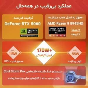 لپ تاپ گیمینگ اچ پی آمن  HP Omen 16 Pro ap0084AX R9 8945HX RTX5060 115W 16G 1T 2.5K 240Hz 2025