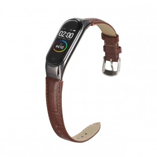 بند چرمی میبند مدل Crocodile Leather مناسب برای Mi Band 5 / Mi Band 6
