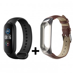 مچ‌ بند هوشمند شیائومی مدل Global Version Mi Band 5 به همراه بند چرمی میبند 5