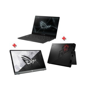 باندل ویژه گیمینگ ایسوس راگ شامل لپ تاپ ASUS ROG Flow X13 GV301RE و گرافیک اکسترنال ROG XG Mobile RTX3080 و مانیتور پرتابل ASUS ROG Strix XG16AHP