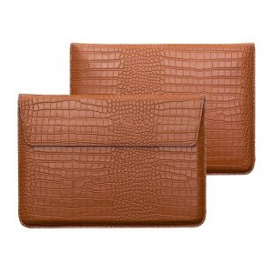 کاور استند دار چرمی لپ تاپ مناسب برای سایز 14 اینچی Protective Croco Leather Laptop Sleeve Bag