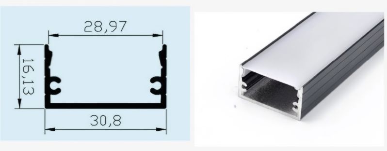 قاب لاینر دو لاین روکار، وزن سبک ; کد محصول: SL23 حداقل متراژ قابل سفارش 48 متر