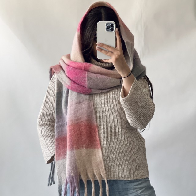 شال چهارخونه پشمی کد C09