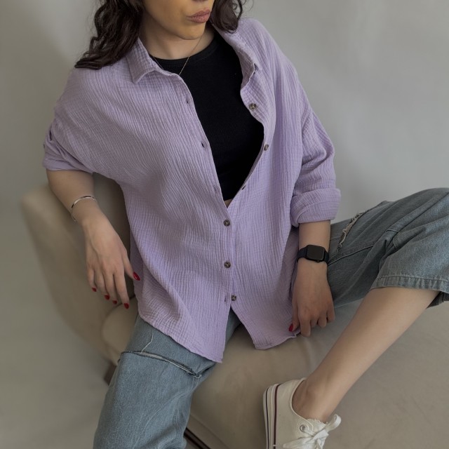 شومیز لینن پفکی کد 2040