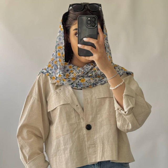 شال حریر گلدار کد N14