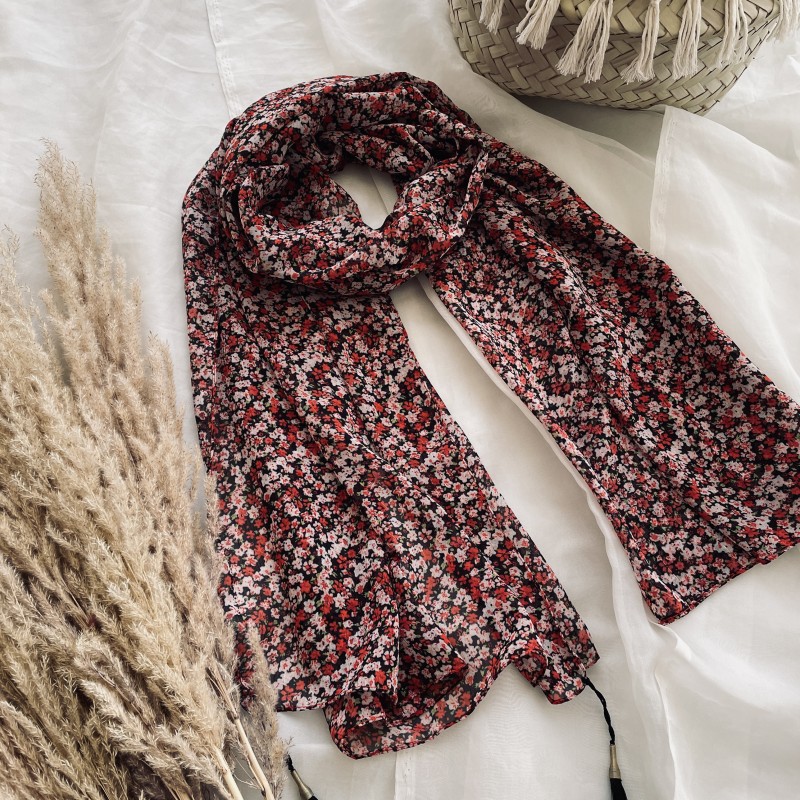 شال حریر منگولهدار کد 022