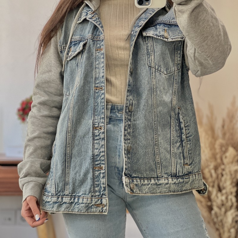 کت جین کلاهدار H&M کد 982