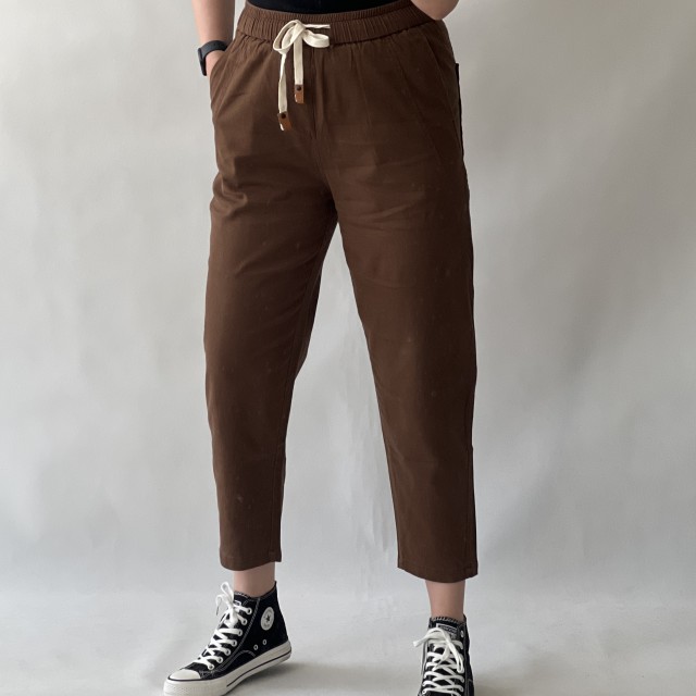شلوار کتان قهوه‌ای کد 272
